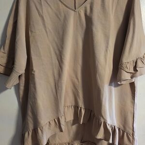 Cato Beige Ruffle Sleeve Blouse